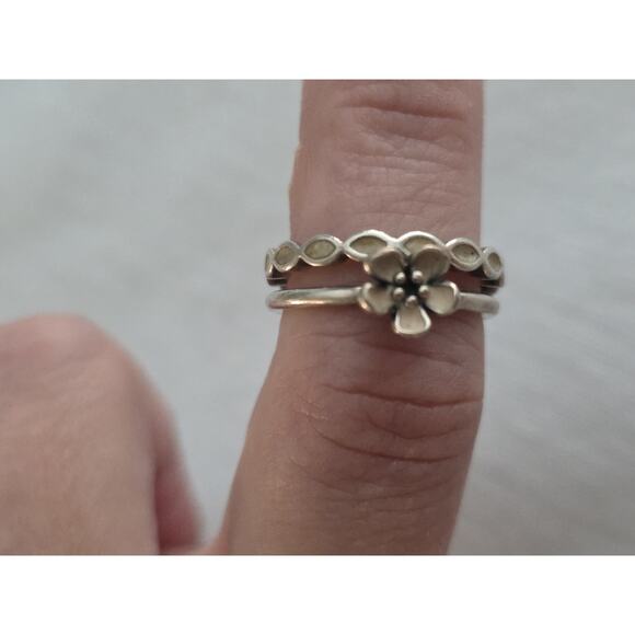 Authentic Pandora Rings & Earrings Cherry Blossom Ring Set Studs Sterling Silver - Picture 8 of 15